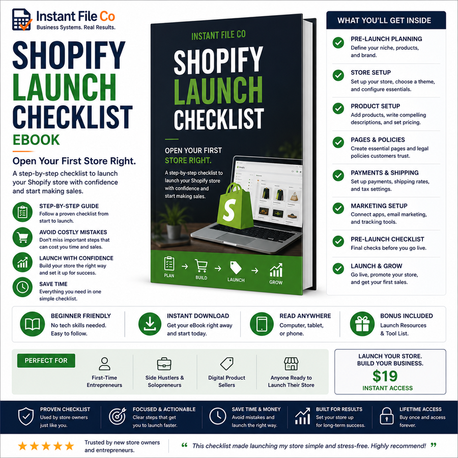 Shopify Launch Checklist eBook — Open Your First Store Right