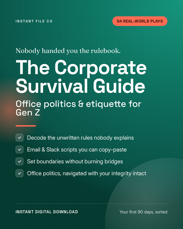 The Corporate Survival Guide for Gen Z — office politics and etiquette digital guide cover